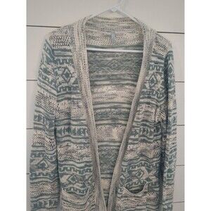 Vanity cardigan lace detail pockets green medium full boho cottage cozy